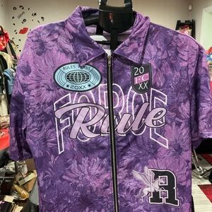 Purple Graphic Zip-Front Men's Shirt - 'Rule' Design